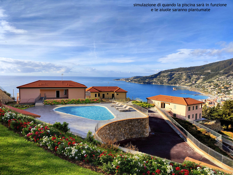 New apartment complex in Ospedaletti with sea view and pool