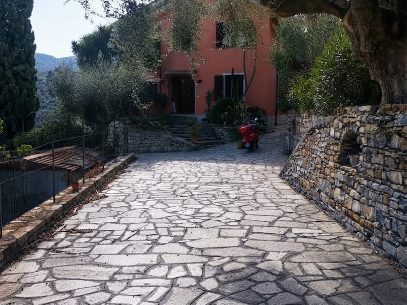 Villa with stone path and olive trees in Pontedassio, Liguria
